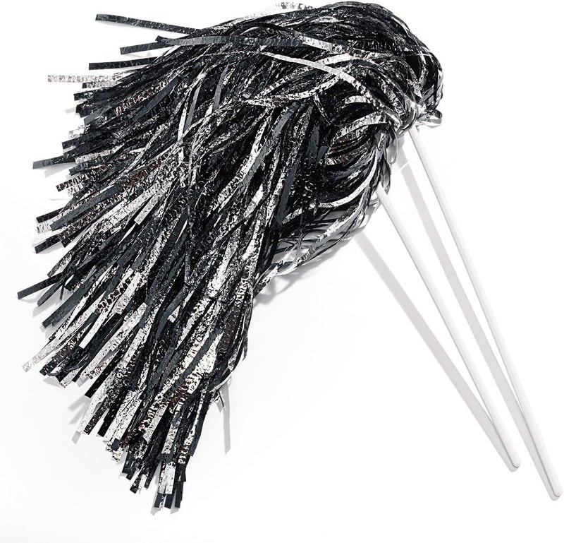 Anderson's Metallic Foil Textured School Spirit Shakers, Cheerleader Pom Poms, Football, Basketball, Homecoming Squad, Team, Party, Dance, Club, Performance, Fan Celebration Pack of 10 - Image 1